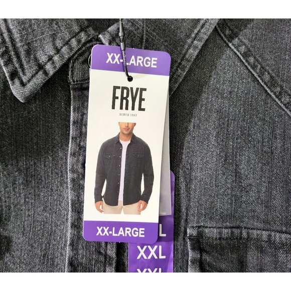 FRYE Black Denim 2-Pocket Button-Down Jean Western Shirt - NWT Men's XXL - Picture 5 of 6